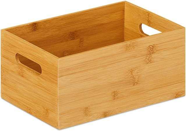 Relaxdays Aufbewahrungskiste aus Bambus in Natur Braun, B/T/H: 30 x 14 x 20 cm - Bild 1