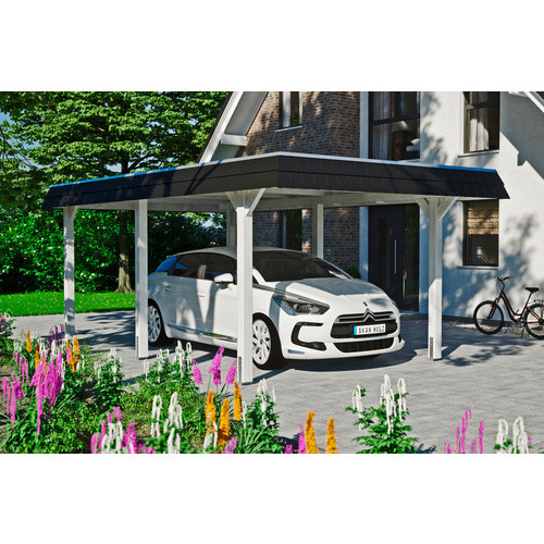 Skanholz Carport Wendland aus Leimholz in Weiß mit Aluminium-Dach, Breite: 362 cm, Tiefe: 628 cm, Höhe: 243 cm - Bild 2