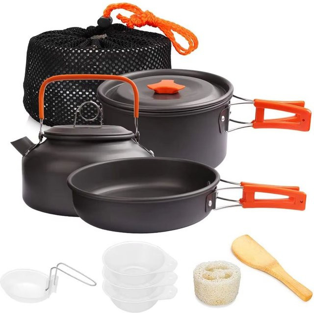 LISM Camping-Kochgeschirr-Set aus Aluminium in Schwarz für Outdoor, Wandern und Picknick - Bild 1