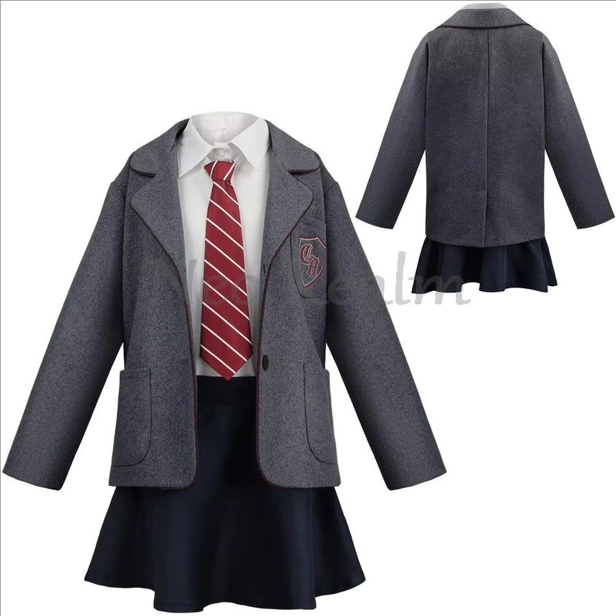 HHYRCOS Matilda Cosplay-Kostüm Schuluniform Mantel Rock Krawatte, Grau - Bild 5