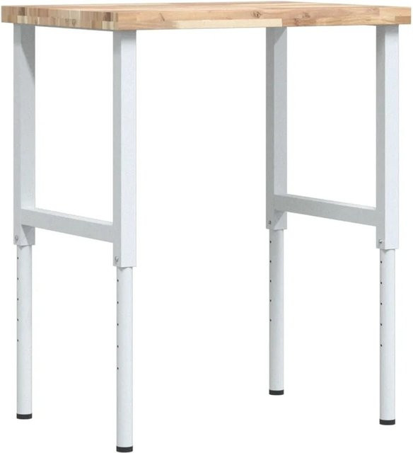 vidaXL Werkbank aus massivem Akazienholz und pulverbeschichtetem Metall, B/T/H: 80 x 60 x 73-99,5 cm - Bild 1
