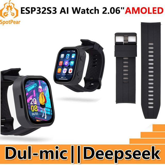 Spotpear DeepSeek AI Voice Chat ESP32 S3 Entwicklungsboard mit 2,06 Zoll AMOLED TouchScreen in Schwarz - Bild 1