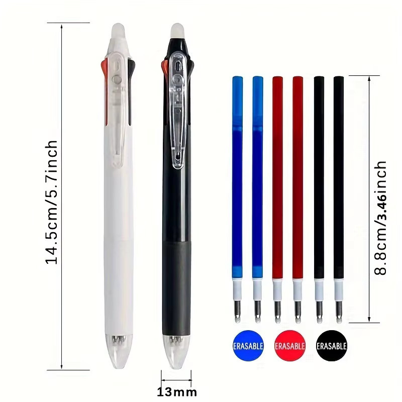 MROOFUL 3-in-1 Gelstift-Set mit magischer Tinte, löschbar, mehrfarbig (Schwarz, Blau, Rot), 0,5 mm Stiftstärke - Bild 3