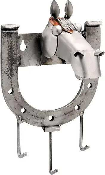Hinz & Kunst Schlüsselbrett Pferd aus Metall in Silber, B: 9 cm, H: 20 cm - Bild 1