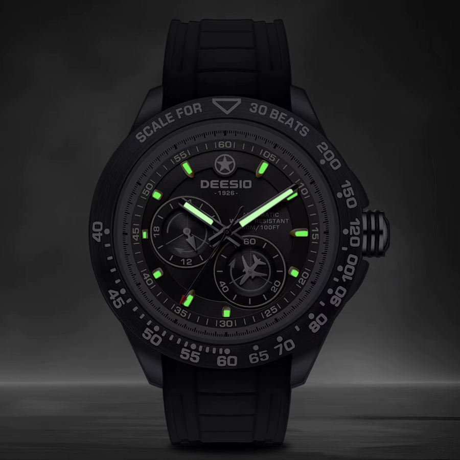 Deesio Armbanduhr Automatik, Edelstahl, Saphirglas, Schwarz, Herren - Bild 5