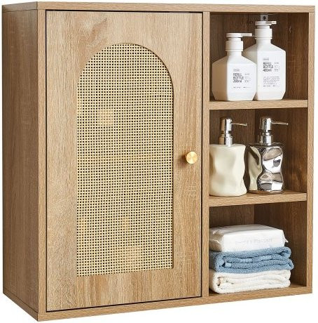 VEVOR Badezimmerschrank Wandmontage mit Türen und verstellbaren Regalböden für Badezimmer, Küche und Waschraum, B/H/T: 60 x 60 x 25 cm - Bild 1