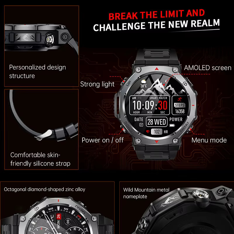 LIGE Smartwatch, Herren, Schwarz, Silikon, 5 ATM, Bluetooth - Bild 4