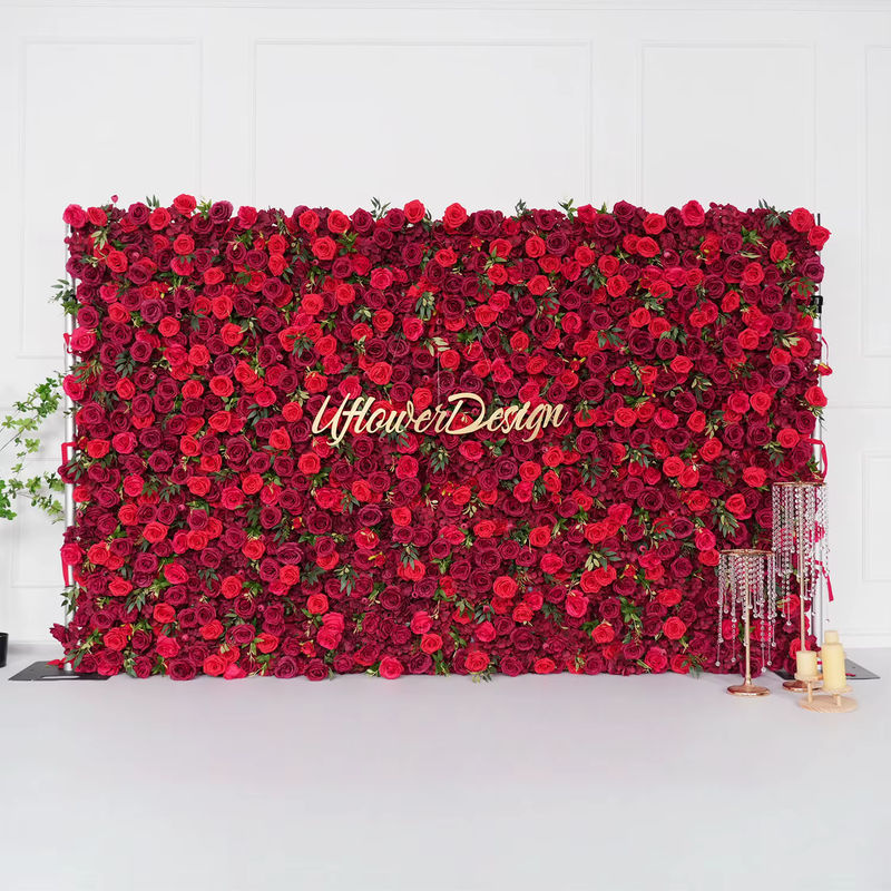 Uflower Wandtuch mit rotem Rosen-Blumenmuster aus Textil für Hochzeitsdekoration und florale Hintergründe - Bild 2