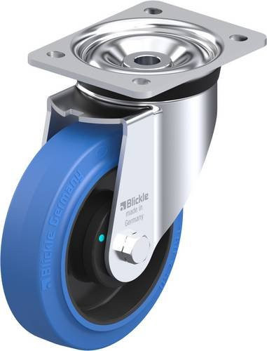 Blickle Lenkrolle LK-POEV 160KAD-SB mit Schraubplatte, Rad-Durchmesser: 160 mm, Tragfähigkeit: 400 kg, verzinkt, blau/schwarz - Bild 1