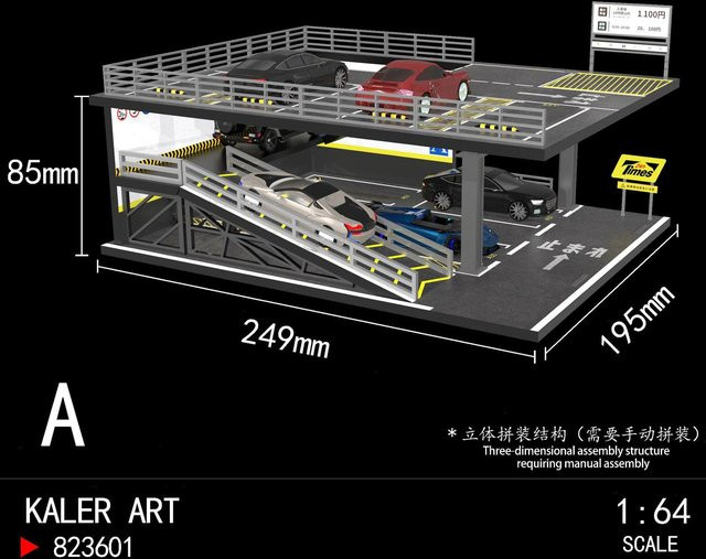 Linyi toy car Parkplatz Miniatur-Autogarage Diorama Modellset, Acryl-Staubschutz, ab 14 Jahren - Bild 1