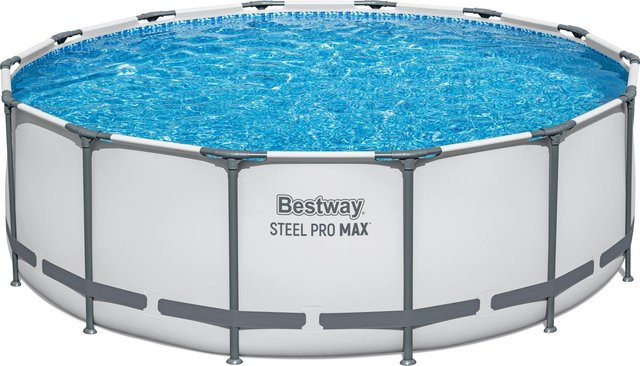 Bestway Steel Pro Max Frame Pool Set Rund, Farbe: Lichtgrau, Durchmesser: 427 cm, Höhe: 122 cm - Bild 1