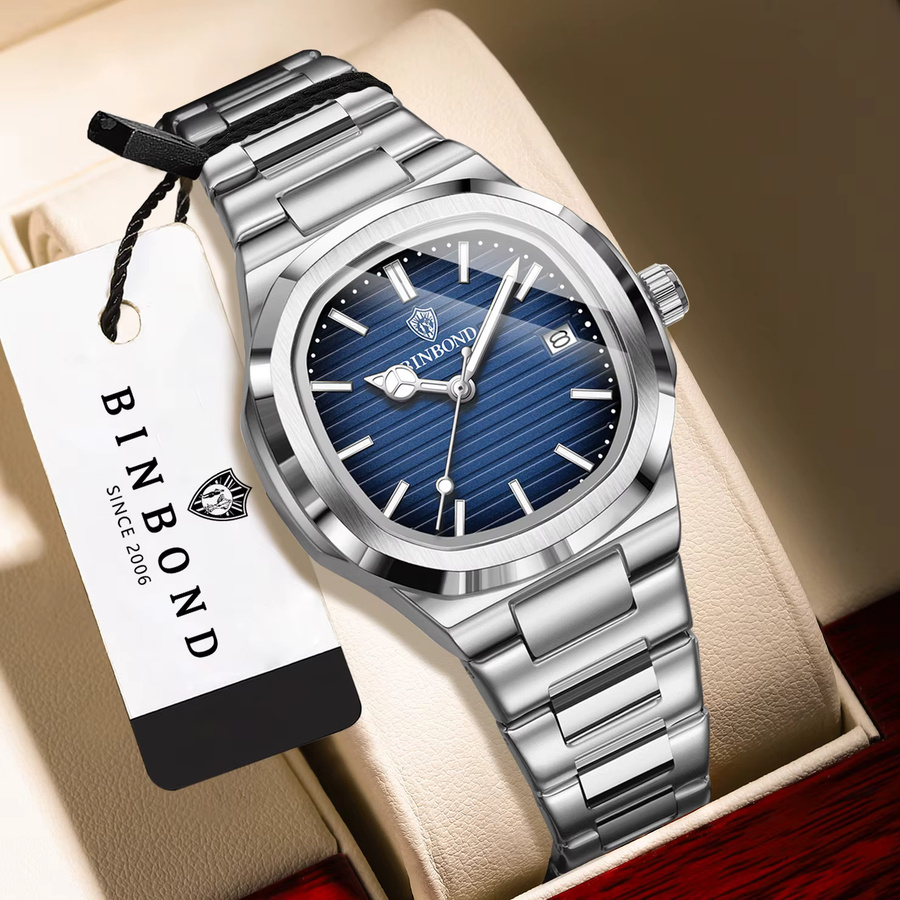 BINBOND Armbanduhr Edelstahl, Quarz, Blau, Silber, Damen - Bild 2