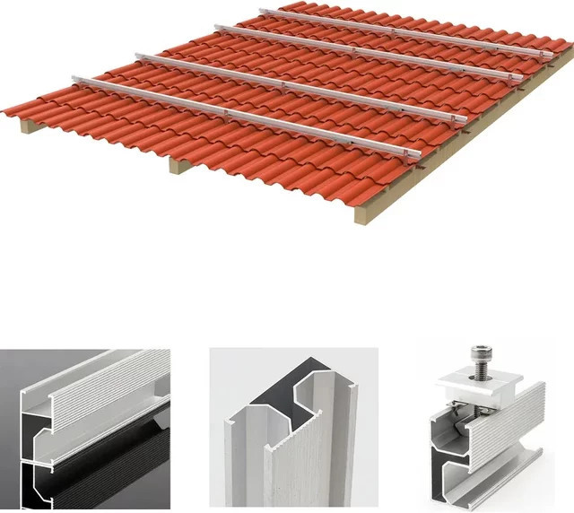 4er Set Photovoltaik-Halterung für Zinn-Dachziegel inklusive Führungsschiene in Silber, Breite: 20 cm, Tiefe: 28 cm, Höhe: 55 cm - Bild 1