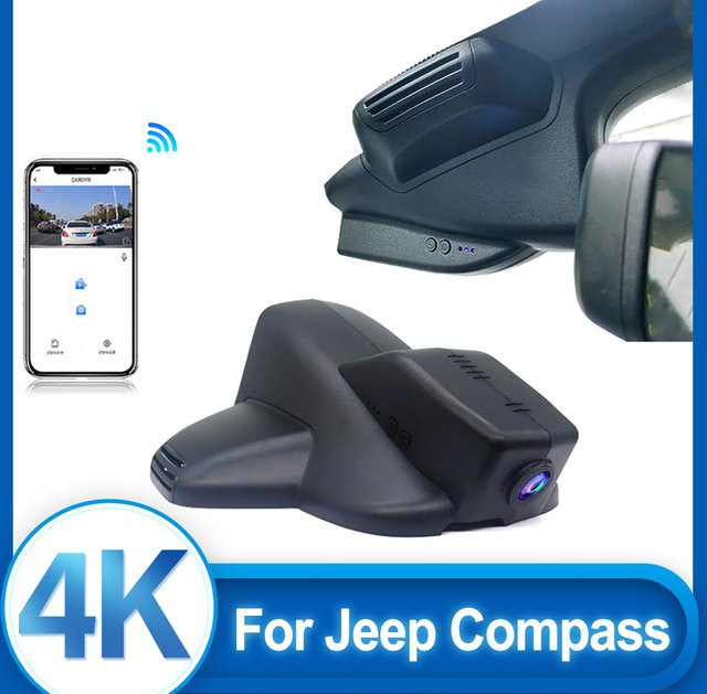 HESHECAM Dashcam für Jeep Compass (2. Generation) 2018-2025, Plug-and-Play Auto-DVR-Kamera mit WLAN-Verbindung und App-Steuerung, Schwarz - Bild 1