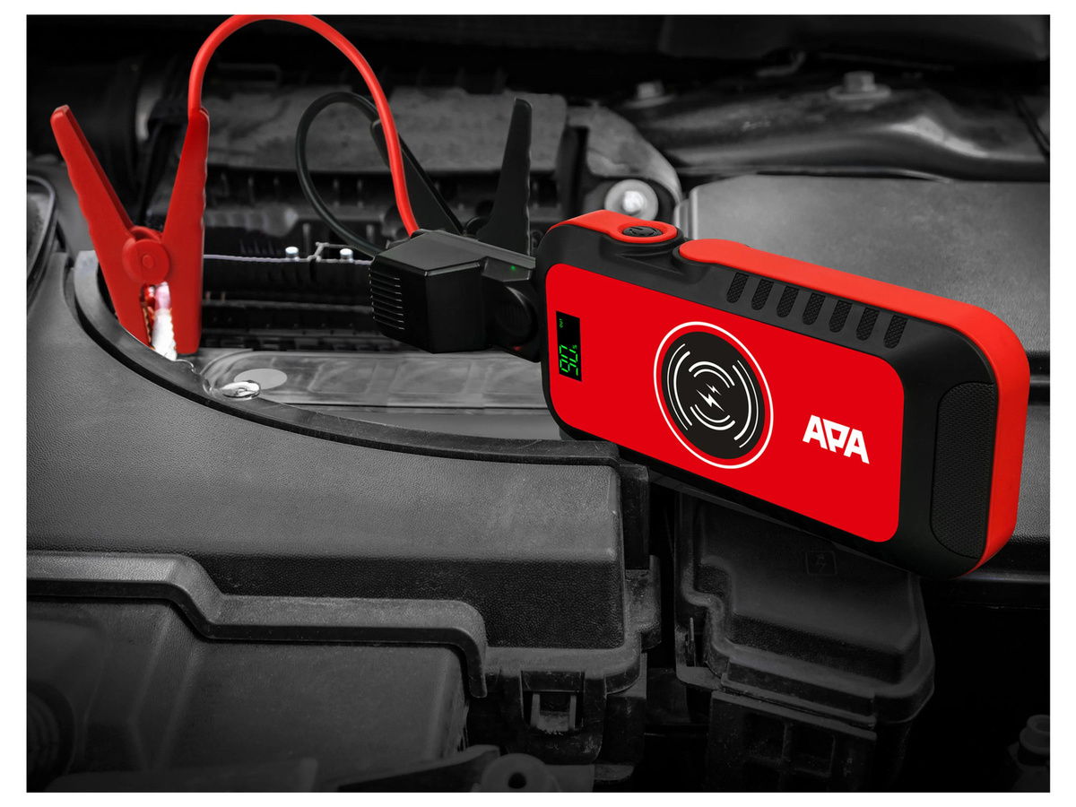 APA Mobile Autostarthilfe Lithium Powerpack 16.000mAh in Rot und Schwarz mit 600A Starthilfestrom und USB-C Anschluss - Bild 3
