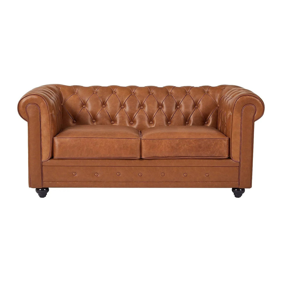 Vente-unique Chesterfield Sofa aus Rindsleder in Camel mit einer Breite von 165 cm - Bild 2