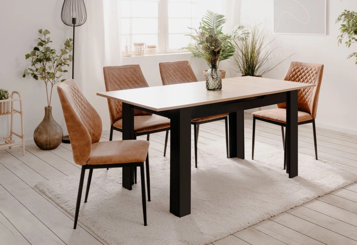 Esstisch Finham von Furn.Design aus Eiche und Schwarz, ausziehbar, B/T/H: 125-165 x 80 x 75 cm - Bild 2