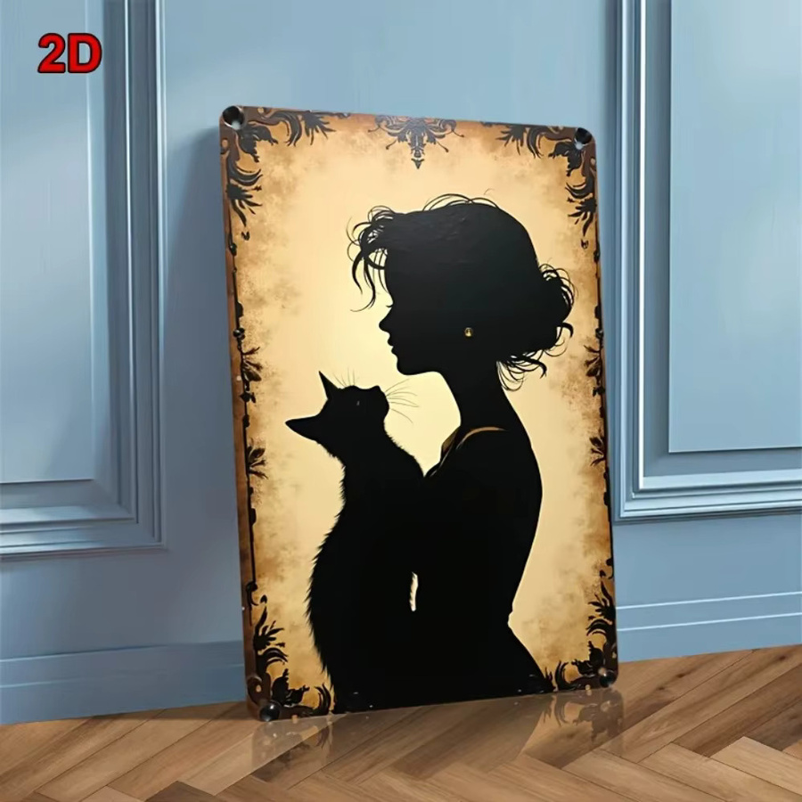 HELLOYOUNG Gotische Metall-Wandkunst Hexenkatzensilhouette in Schwarz, Breite: 20,32 cm, Höhe: 30,48 cm - Bild 4