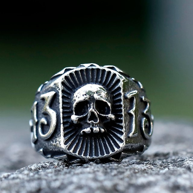 Herrenring 316L-Edelstahl, Calvarium-Schädel, Silber - Bild 1