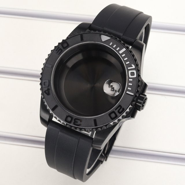 Fanya losch Uhrengehäuse, 40 mm, Herren, Schwarz, Kautschukarmband, Saphirglas - Bild 1