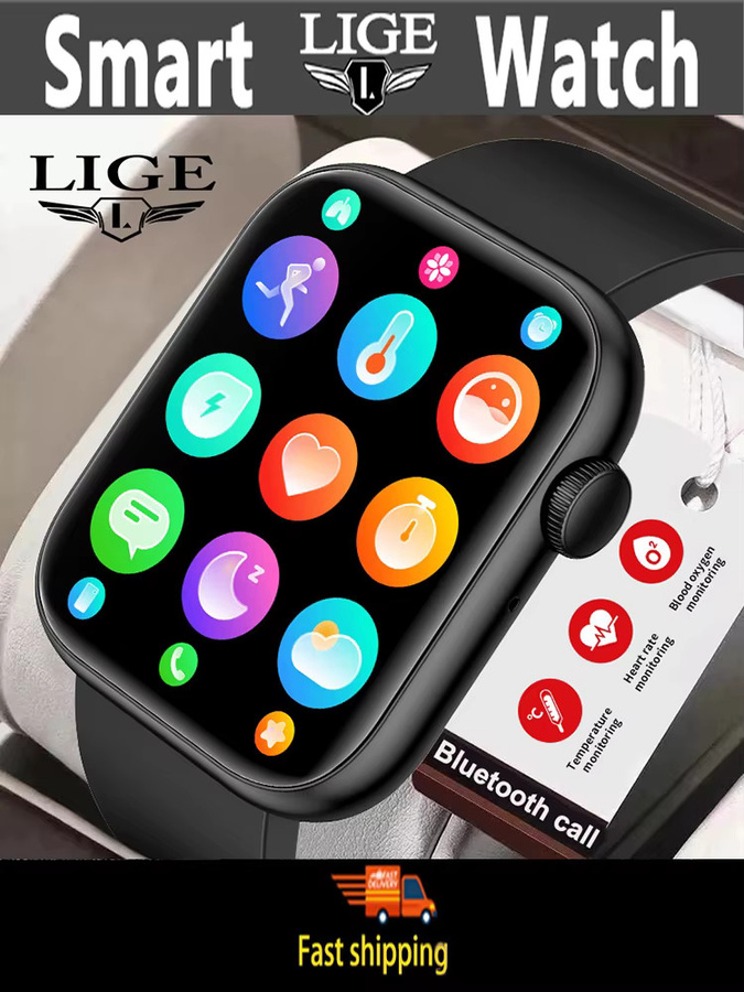 LIGE Smartwatch, 1,85 Zoll, Weiß, Silikon, Damen, Herren - Bild 5
