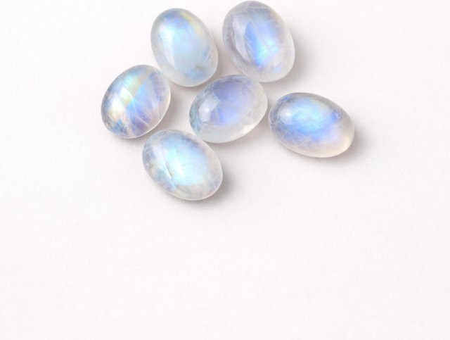 Gemisphere Mondstein-Edelsteine, Oval, Blau, 8x10mm - Bild 1