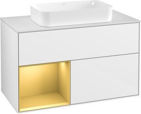 Villeroy & Boch Waschtischunterschrank Finion mit Abdeckplatte in Weiß lackiert, Breite: 100 cm, Tiefe: 50,1 cm - Bild 1