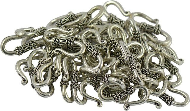 S-Hakenverschluss tibetisches Silber, black, 21 x 14 mm, 50 Stück - Bild 1