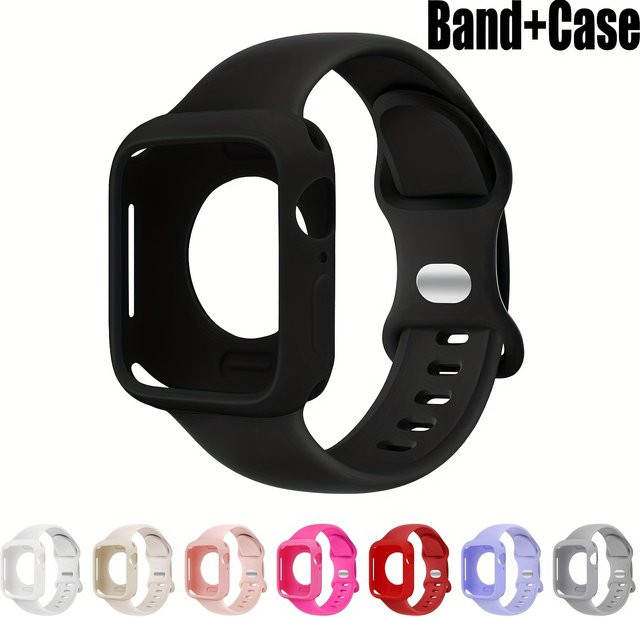 Uhrenarmband und TPU-Hülle für Apple Watch, Silikon, Schwarz, Unisex - Bild 1