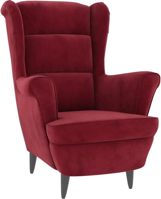 vidaXL Sessel aus Samt in Rot mit Armlehnen und Holzrahmen, B/T/H: 81,0 x 43,0 x 90,0 cm - Bild 1