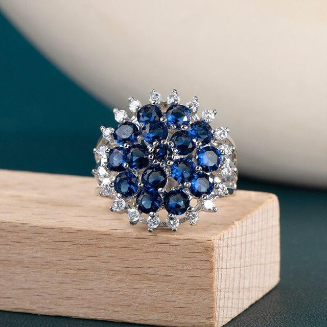 POMOiii Ring, Kirschblüte, Zirkonia, Silber, Messing, Damen - Bild 1