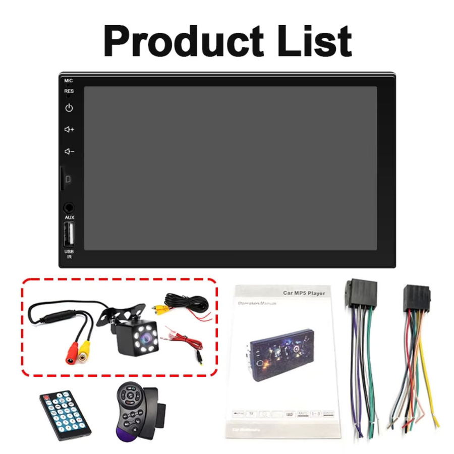 HIPPCRON Auto-MP5-Radio mit 7-Zoll-HD-Bildschirm, kabelgebundenem Carplay und Android Auto für Fahrzeug-Audio-Player in Schwarz - Bild 4