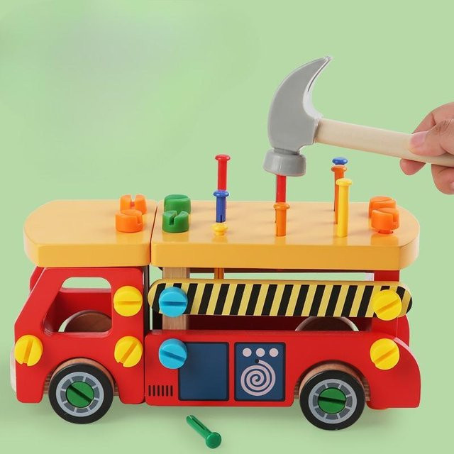 Bai Fen Bai Kinder Montage Schraube Mutter Auto, Lernspielzeug, Holz, Bunt / Mehrfarbig - Bild 1