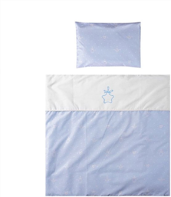 Lorelli Baby-Bettwäsche Set First Dreams 7-teilig mit Decke, Kissen, Laken und Himmel in Blau mit Bär - Bild 1