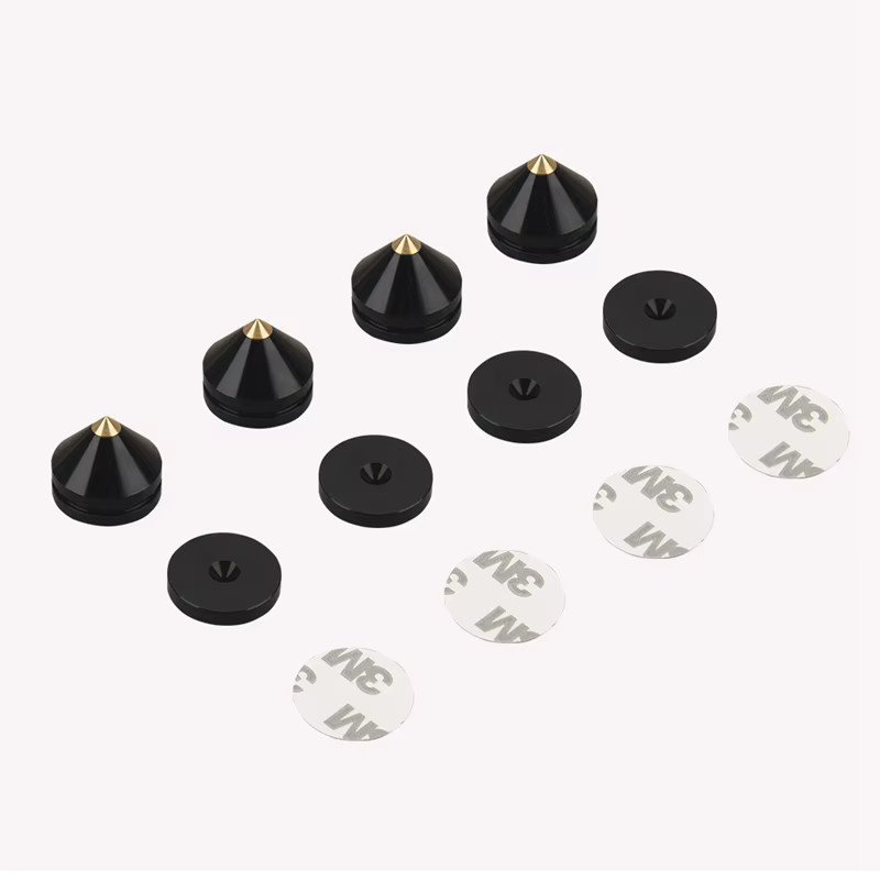HIFIDIY 4er-Set Lautsprecherständer-Füße aus Aluminiumlegierung in Schwarz mit Metallspikes und konischen Bodenfüßen M23*20 - Bild 4
