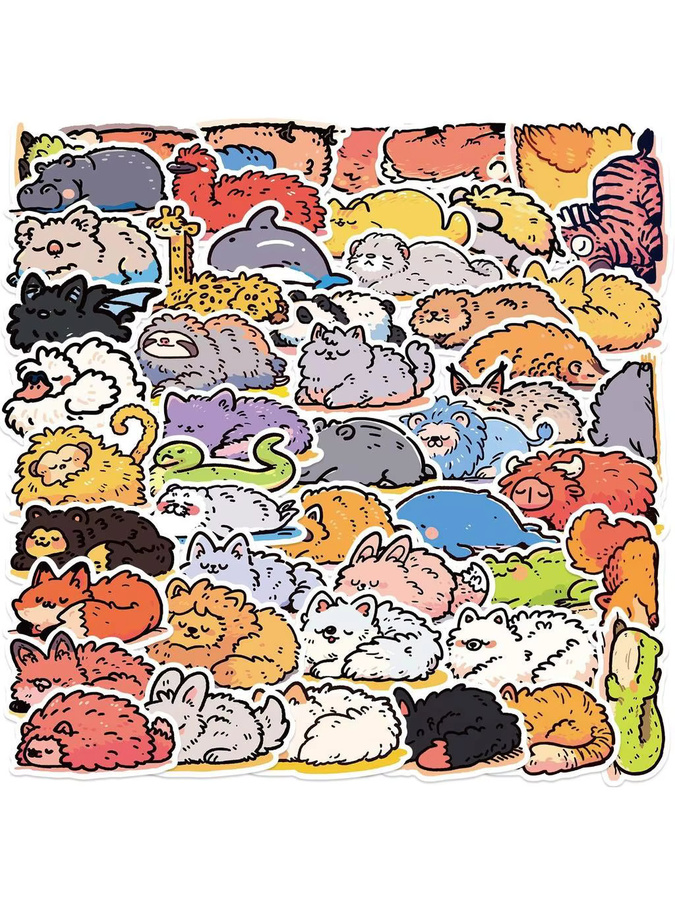 50 Stück Cartoon Liegendes Tier Graffiti Aufkleber wasserdicht in Multicolour von Anime Worlds Store für DIY-Dekoration auf Gitarre, Notebook und Gepäck - Bild 3