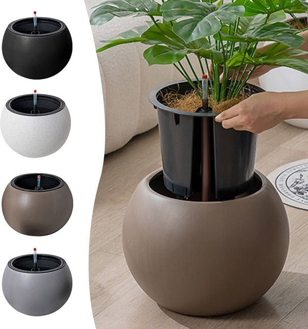 Automatischer Bewässerungs-Blumentopf aus Kunststoff in Transparent und Weiß mit Liner für Hydroponik-Pflanzen - Bild 1