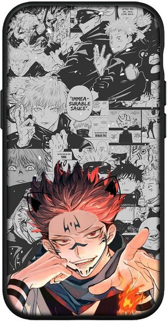 MINISO Handyhülle Jujutsu Kaisen Gojo Satoru und Sukuna Design in Rehbraun für iPhone, Samsung Galaxy, Xiaomi Redmi und Huawei - Bild 1