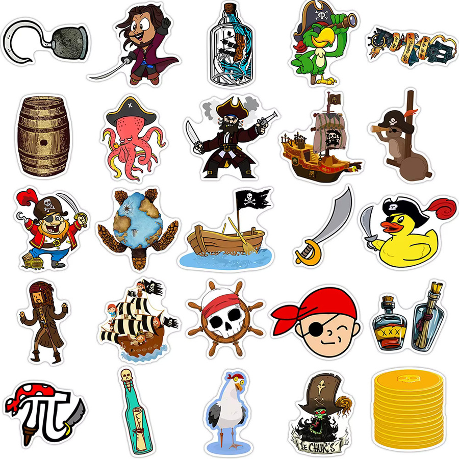 Charile Cartoon Piratenkapitän Seemann Aufkleber, multicolor, 10 Stück - Bild 3