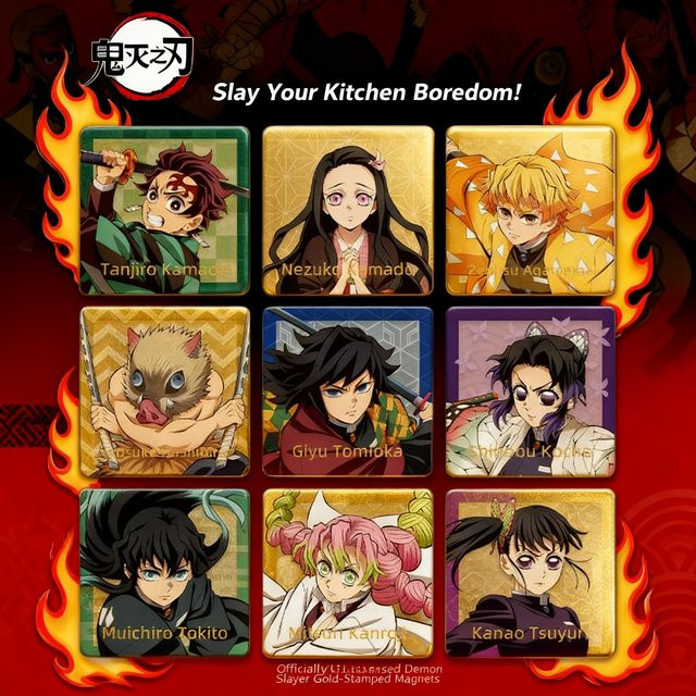 Bandai Demon Slayer Kimetsu no Yaiba Acryl-Kühlschrankmagnet mit Goldfolie und HD-Druck in Gold - Bild 1