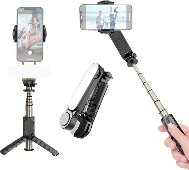 Andoer Q09 Multifunktions-Gimbal-Stabilisator mit 360 Grad Drehung und Fernbedienung, Schwarz - Bild 1