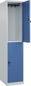 C+P Doppelstock-Spind Classic PLUS mit 1 Abteil, Grau/Blau, H x B x T: 185 x 40 x 50 cm - Bild 1