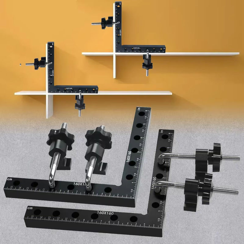 JIGHOLE 90-Grad-Positionierungsquadrate aus Aluminiumlegierung in Schwarz für die Holzbearbeitung und Tischlerei, B/T/H: 16,0 x 16,0 x 3,0 cm - Bild 3
