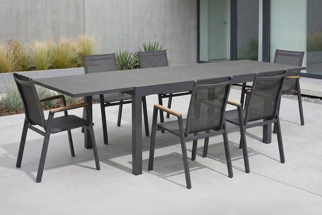 Hartman Garten-Essgruppe aus Aluminium und HPL in Anthrazit mit 6 Sesseln und ausziehbarer Tischplatte, B/T/H: 260 x 160 x 90 cm - Bild 1