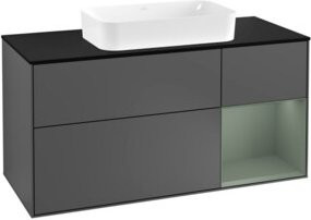 V&B Waschtischunterschrank Finion mit Wandbeleuchtung, Anthrazit lackiert, Breite: 120 cm, Höhe: 50,1 cm, Tiefe: 50,1 cm - Bild 1