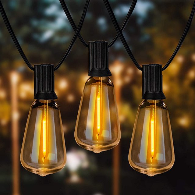 DACHAN Globus Outdoor LED Lichterkette mit warmweißen, bruchsicheren Kunststoff-Glühbirnen in Transparent, wasserdicht für Garten und Terrasse - Bild 1