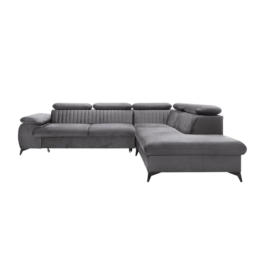 Schlafsofa Samara von Pascal Morabito in Anthrazitgrau mit L-Form und Samtbezug, Breite: 275 cm - Bild 2