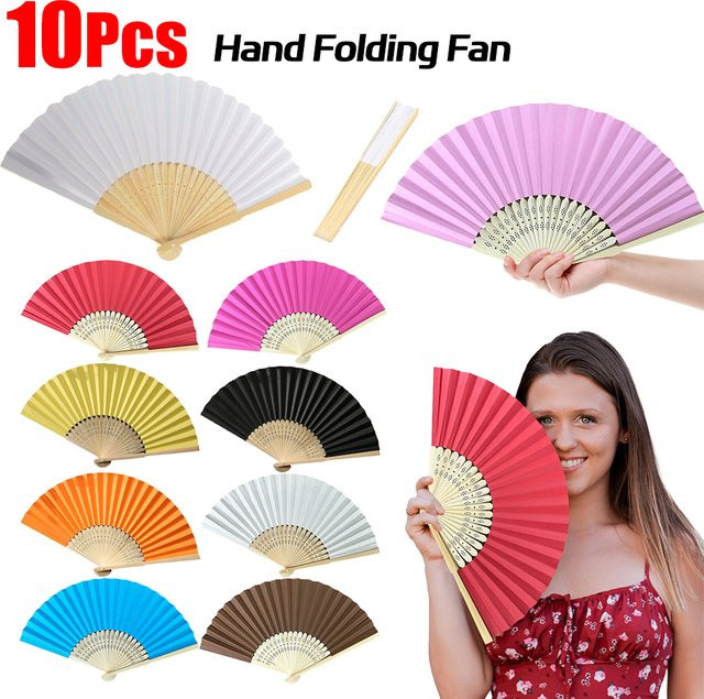 10 Stück DIY Faltfächer aus Papier in Rot zum Bemalen und Gestalten für Tanz und Cosplay - Bild 1