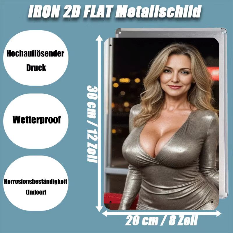 Retro Metallkunstdruck Damenporträt von CIFBUY als Wandschild aus Eisen, B/H: 20,3 x 30,5 cm - Bild 2