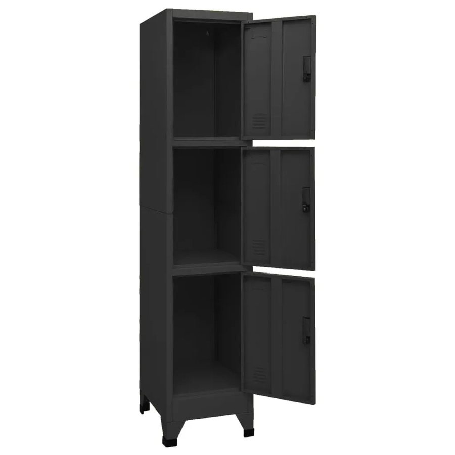 vidaXL Schließfachschrank aus Stahl in Schwarz mit abschließbarer Tür und Namensschildhalter, B/T/H: 38 x 45 x 180 cm - Bild 2